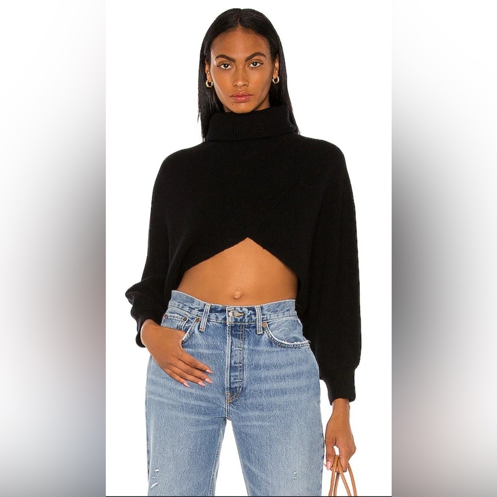 Alice and Olivia Noriko Two Way Cropped Turtleneck Sweater